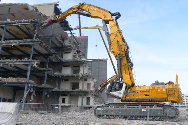 Excavator used in Demolition area