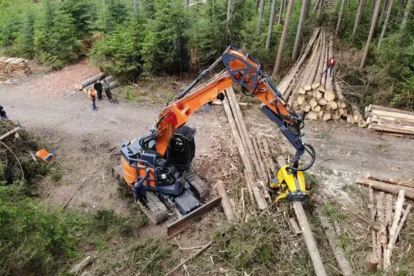 Excavator used in Forestry area